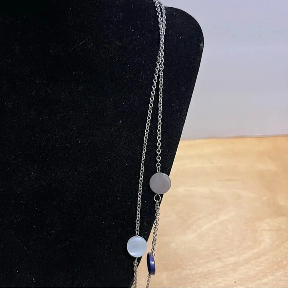 Layered Boho Chic Statement Necklace Black Grey White Silver Career Party - Picture 4 of 6